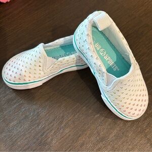 Toddler Kids Rainbow Hearts Glitter Slip-On Sneakers -SIZE 7T